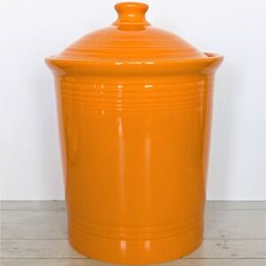Fiesta ware Retired Tangerine Orange Canister Jar Large 3QT 10" w/Lid EUC